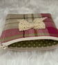 Tartan Coin Purse, Money Pouch, Zipped Purse, Purse, Card Holder, Lace Bow - Image 2