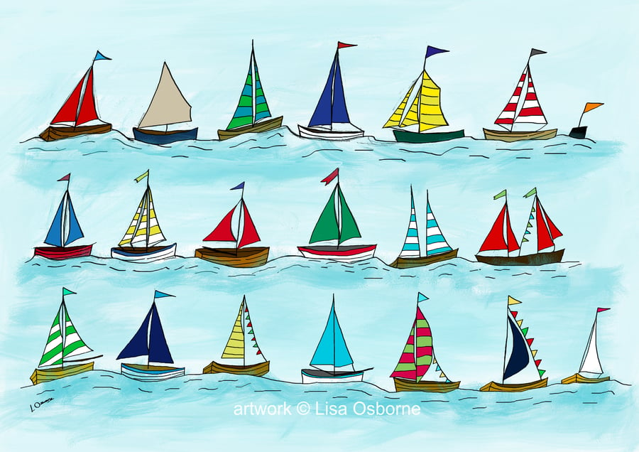 Regatta - print of boats - yachts and sailing