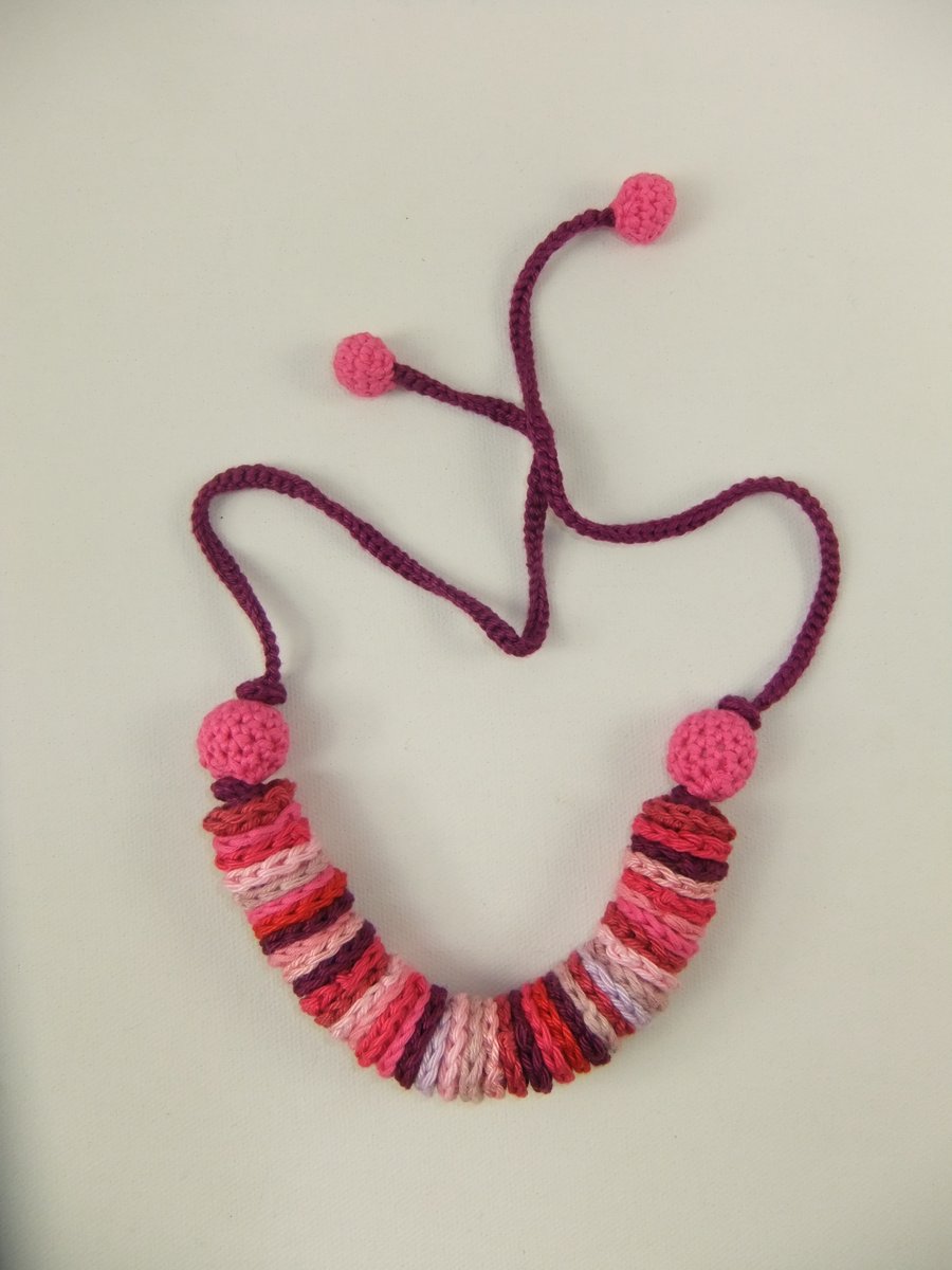 Reserved for Caroline. Crochet Necklace - 'Berry Sundae'