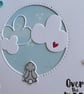 Neutral New Baby Card - Over the Moon for you - Rabbit With Clouds - Aqua - Image 3