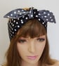 Polka dot self tie head scarf hair bandanna top tie cotton headband - Image 1
