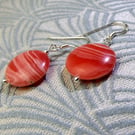 Coral Pink Semi-Precious Bead Earrings, Handmade Beaded Earrings, Semi-Precious 