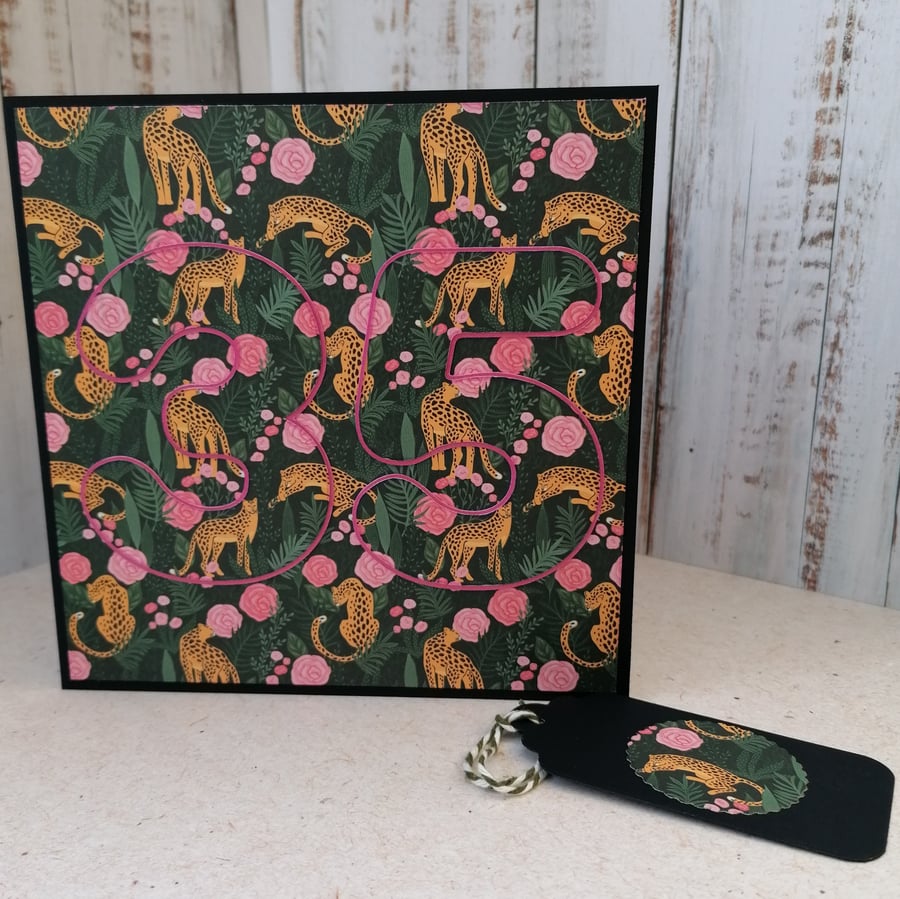 Birthday Card. Leopard and Roses