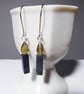 Sterling Silver Earrings Dk Green Indian Agate Candle Faceted Honey Quartz Flame - Image 2