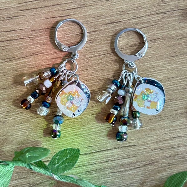Kimbap Earrings - Glitter K-Food Dangle Huggie Hoops