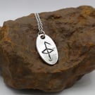 Recycled Sterling Silver Health Bind Rune Pendant Necklace.