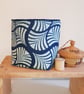 Fabric storage "basket": indigo dyed cotton; shell design