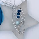 Luscious lapis lazuli and amazonite wire woven pendant
