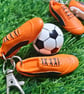 Orange Football Boots Keyring, Soccer Backpack Charm, Keychain For Football Fans - Image 1