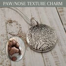Pure Silver Dog Paw Print Texture Charm Necklace: Keepsake Jewelry