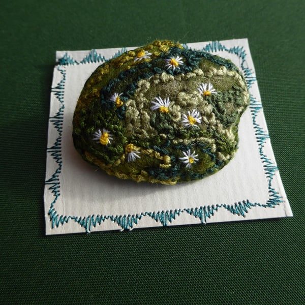 embroidered felted brooch