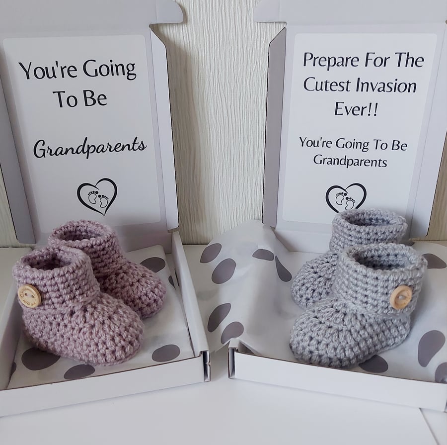 Pregnancy Announcement You're Going To Be Grandparents Gift With Baby Booties