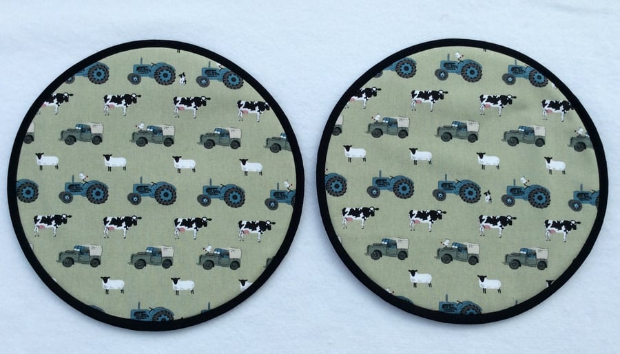 Magnetic Option. Pair of Aga lid covers, mats. Sophie Allport On The Farm.