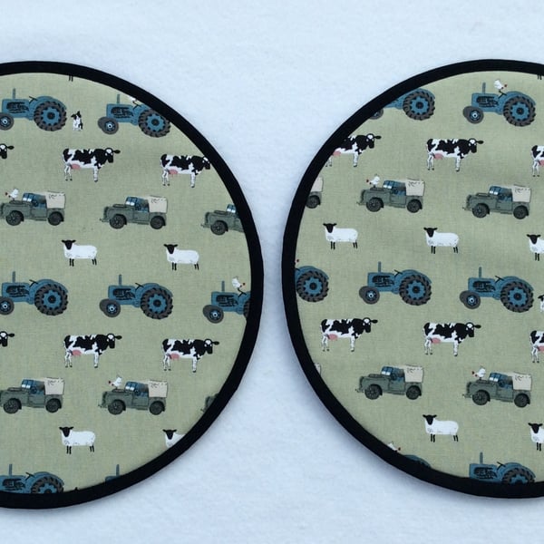 Magnetic Option. Pair of Aga lid covers, mats. Sophie Allport On The Farm.