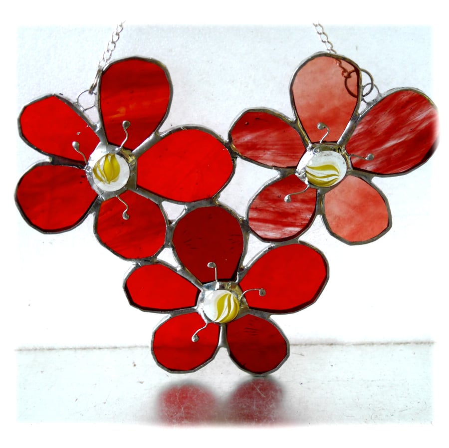 Trio of Dahlias Stained Glass Suncatcher Flowers 006