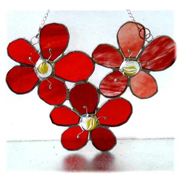 Trio of Dahlias Stained Glass Suncatcher Flowers 006