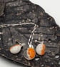 Orange and White Fused Glass French Drop Earrings and Pendant Set - Image 8