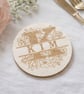 Personalised Wedding Name Place Coasters, Wooden Wedding Favours, Custom Table P