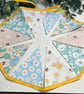 Handmade Fabric Bunting 10 flags: Bees & Flowers Home Decor - Image 3