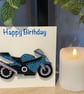 Handmade quilled motorcycle green, blue, red,  card - Image 1