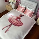 Babrbie doll Sized Bedding 1 6th scale pink ballerina ballet silk duvet pillows