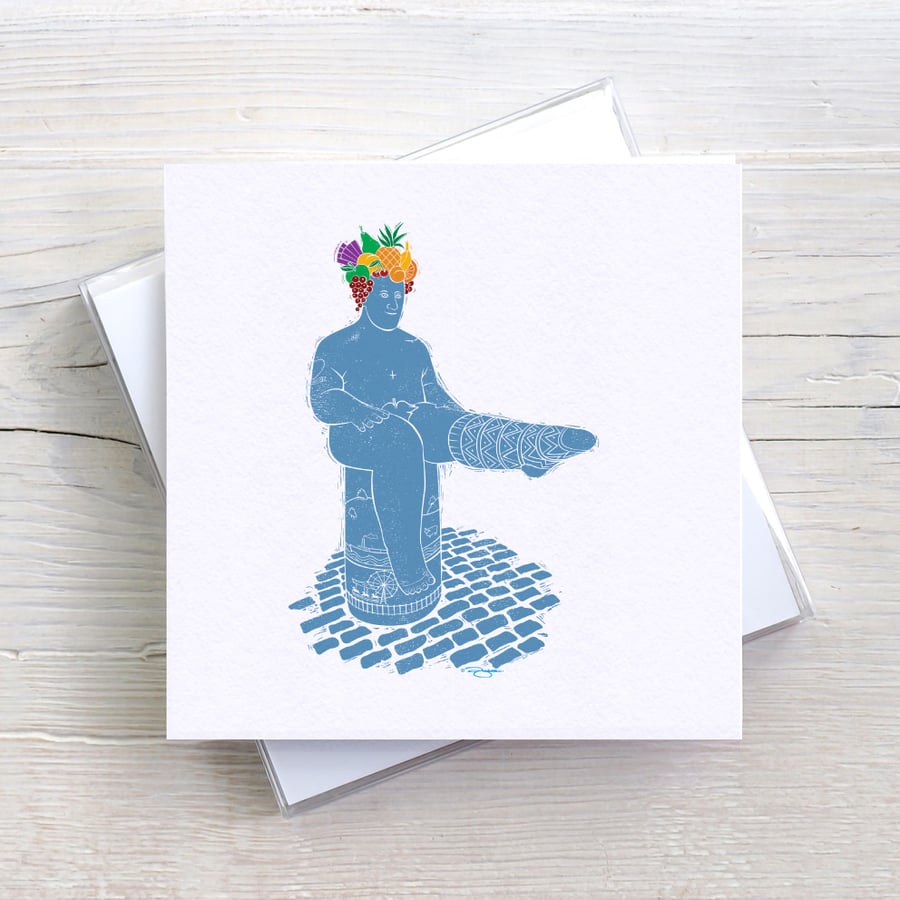 Loughborough Sock Man Fruit Blank Greetings card