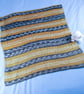 Hand Knitted Fair Isle Baby Blanket in Mustard Yellow and Grey - Image 1