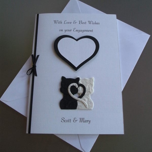 Wedding, Civil Partnership, Engagement or Anniversary Card Cats and Hearts