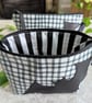 Makeup Bag or Pencil Case. Bat Motif Gingham Oilcloth Pouch Bag - Image 3