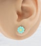 Pastel blue flower studs - Titanium stems - Hypoallergenic - Image 2
