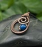 Copper Wire Weave Spiral Drop Pendant with Blue Agate Bead - Image 4