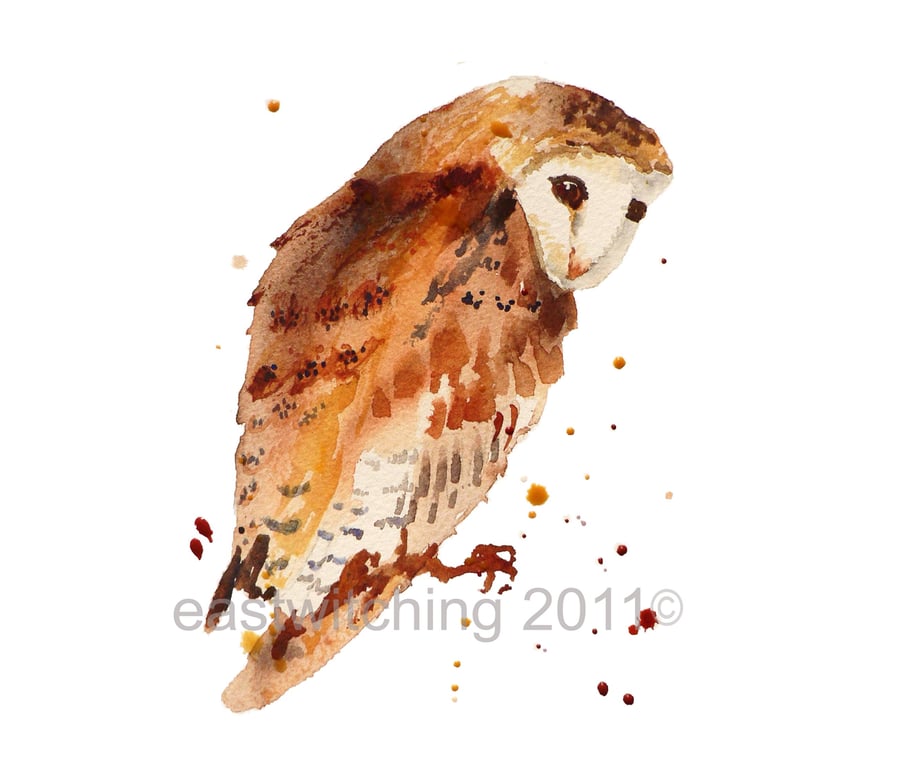 OWL Watercolour Art Print 8x10 inches