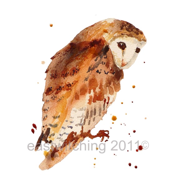 OWL Watercolour Art Print 8x10 inches