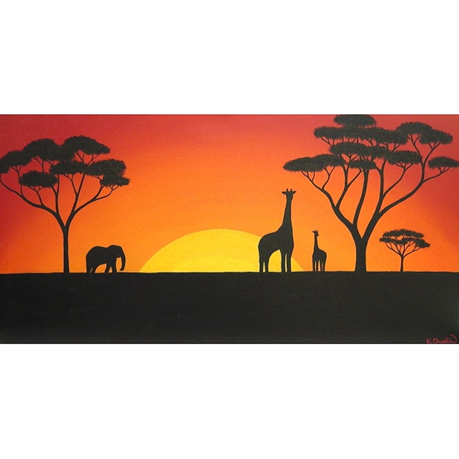 African Landscape Original Acrylic Painting on Canvas