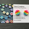 Button Earrings Rainbow Earrings Stud Earrings  Design 1