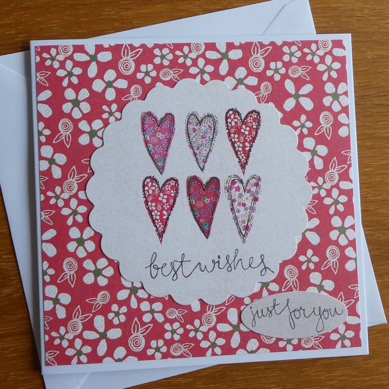 Floral Hearts Best Wishes Just For You Card