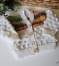  Designer Hand Knitted Bobble Baby Cardigan with Merino Wool 0-3 months size - Image 3