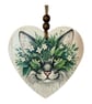 Wooden Hanging Heart. Cat.