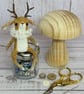 Spun Cotton Sitting Jackalope Art Doll Caramel