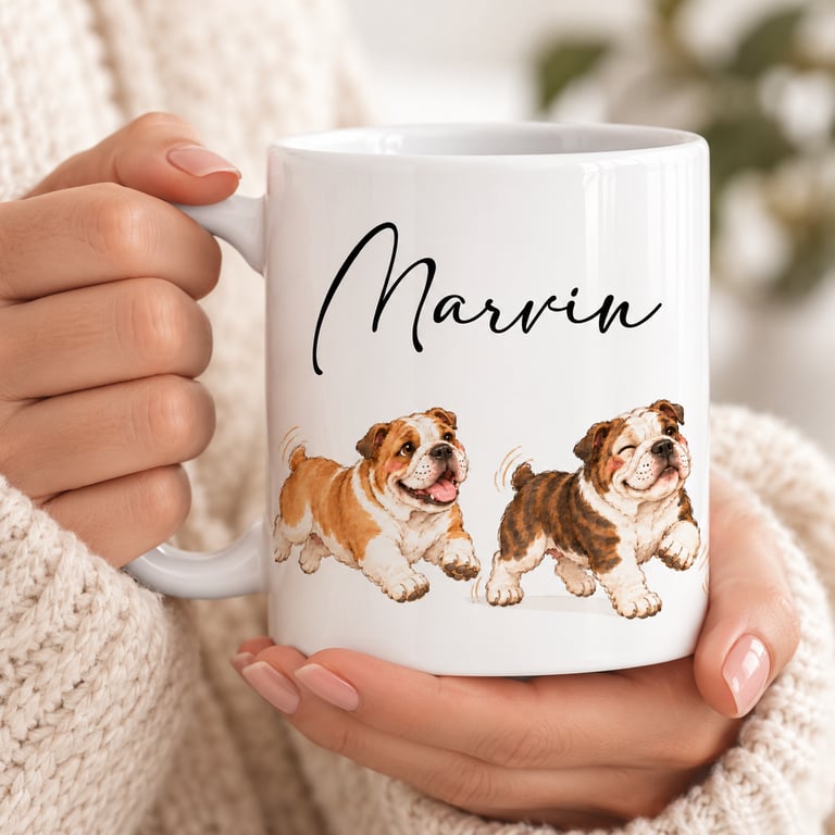 Personalised Bulldog Mug with Name – Gift for Dog Lovers