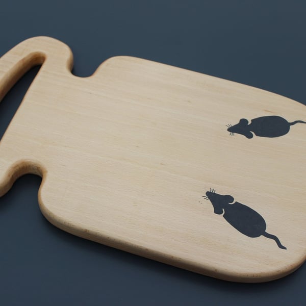 Handcrafted Beech Wood Cheese - Charcuterie Board with Inlaid Mice