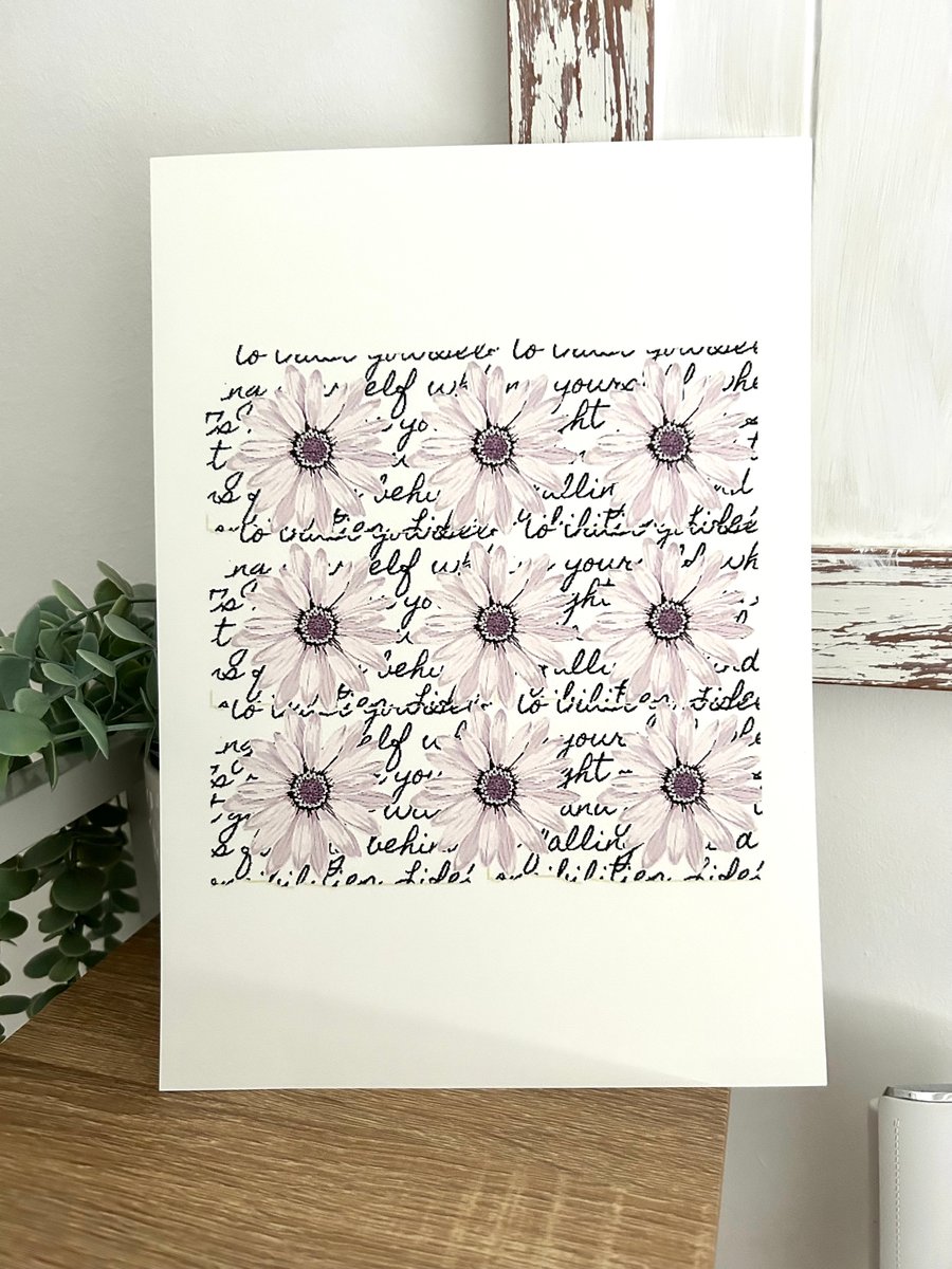 Lilac flowers on script print 