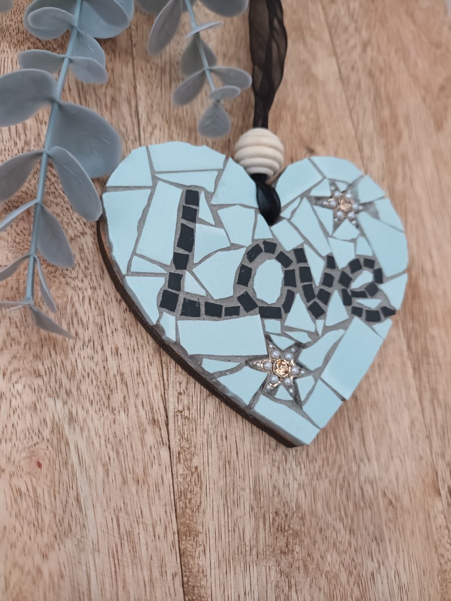 Love star valentine mosaic hanging heart decoration