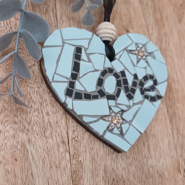 Love star valentine mosaic hanging heart decoration