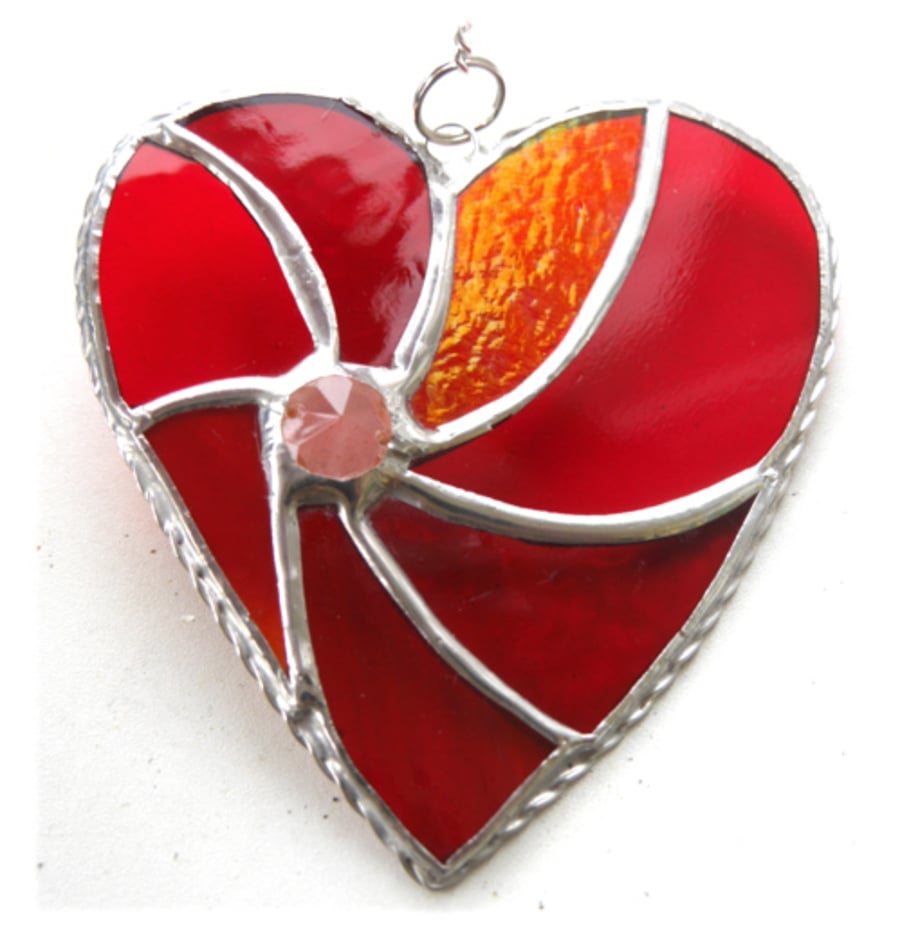 Red Swirl Heart Stained Glass Suncatcher 096 Ruby Wedding