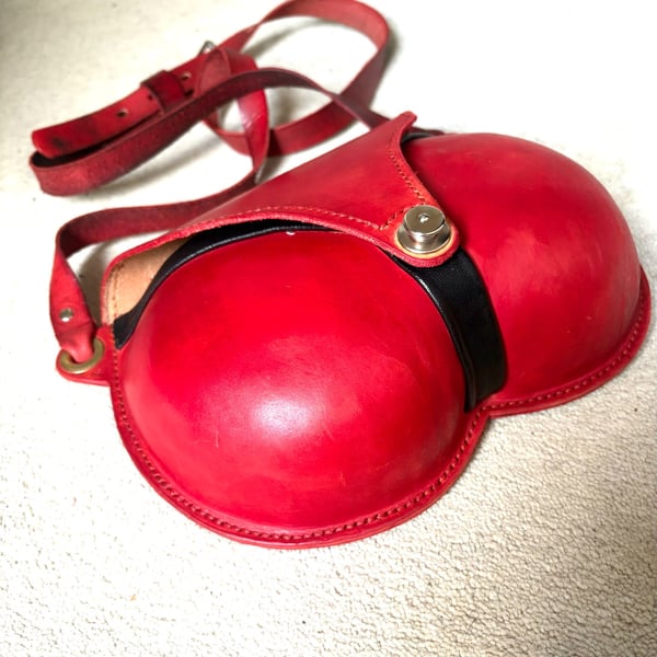 Red and Black, Leather Bumbag Crossbody or Shoulder bag