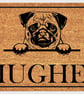 Pug Door Mat - Personalised Pug Welcome Mat - 3 Sizes