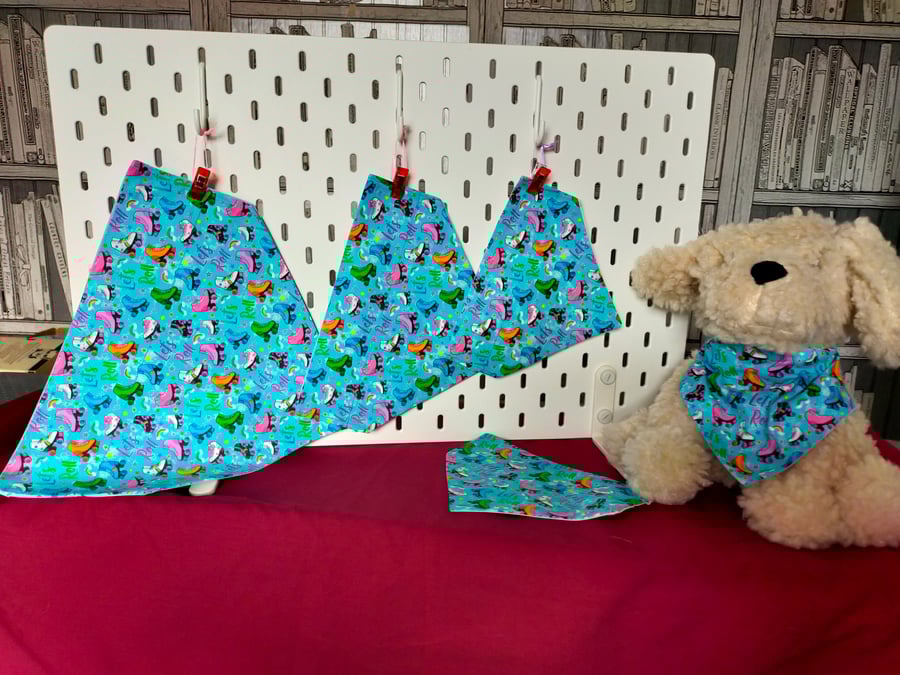 dog bandana, over-the-collar style with a fun roller skate design from 4.00