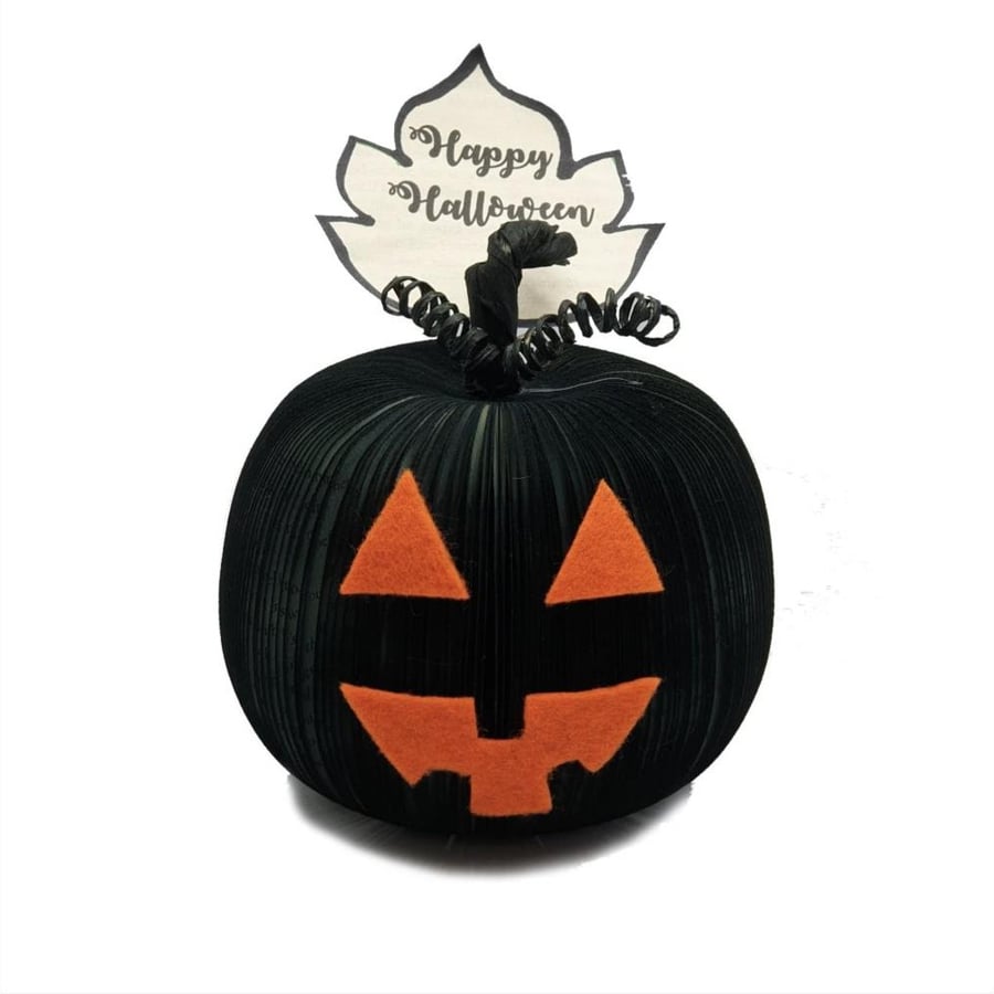 Jack O'Lantern Book Pumpkin - Handmade Personalised Halloween Decoration