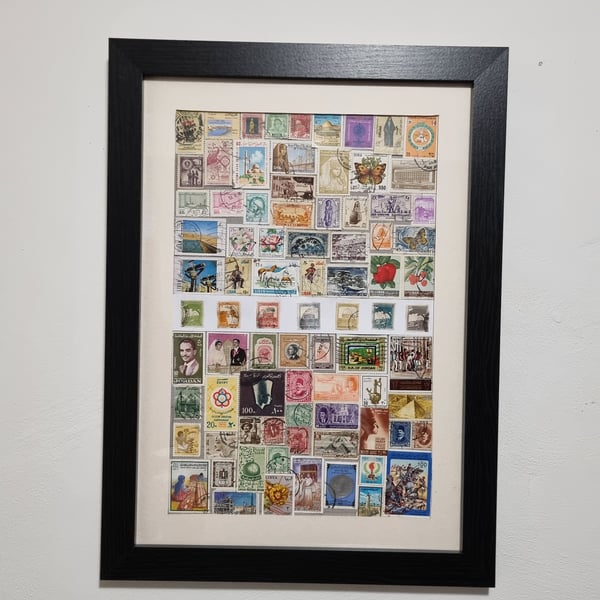Levant countries Themed Vintage Stamp Collection in photo frame